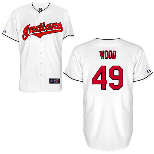 Blake Wood #49 Youth Baseball Jersey-Cleveland Indians Authentic Home White Cool Base MLB Jersey